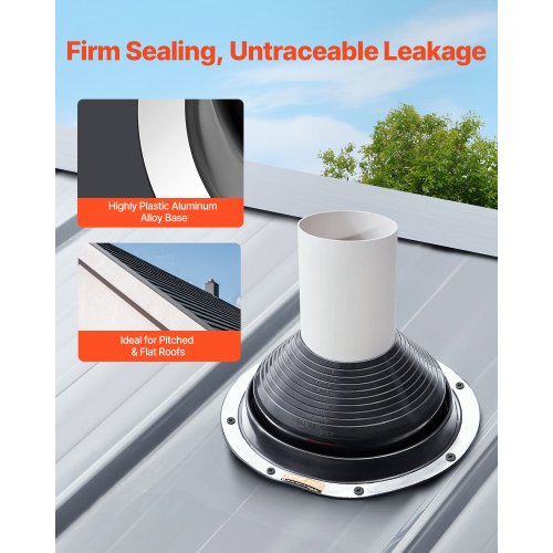 2 Pcs Roof Pipe Flashing Boots Fit Pipe OD 6 to 11 Flexible EDPM Roofing
