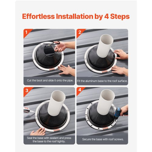 2 Pcs Roof Pipe Flashing Boots Fit Pipe OD 6 to 11 Flexible EDPM Roofing
