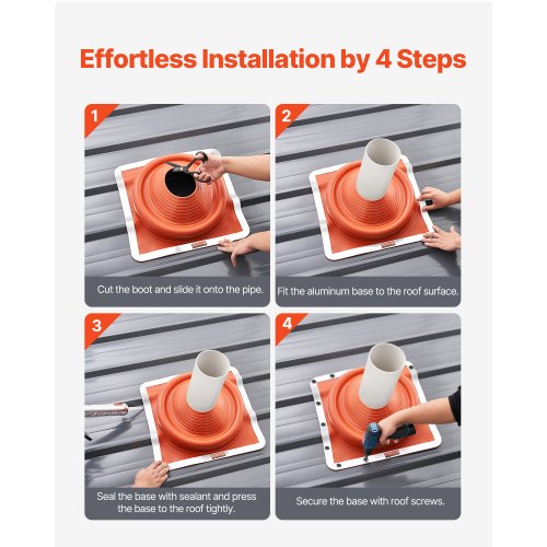 2Pcs Roof Pipe Flashing Boots Fit Pipe OD 634 to 14 Flexible Silicone