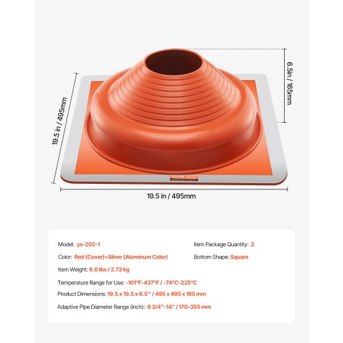 2Pcs Roof Pipe Flashing Boots Fit Pipe OD 634 to 14 Flexible Silicone
