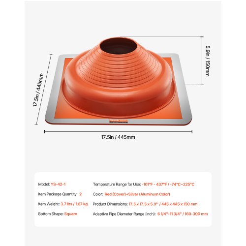 2 PCs Roof Pipe Flashing Boots Fit Pipe OD 614  1134 Flexible