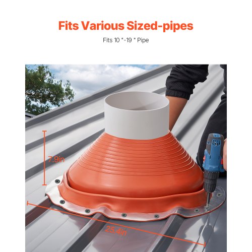 Roof Pipe Flashing Boot Fit Pipe OD 10 to 19 Flexible Silicone Roofing