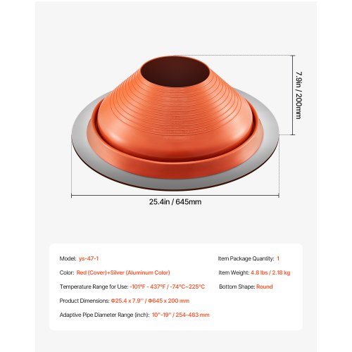 Roof Pipe Flashing Boot Fit Pipe OD 10 to 19 Flexible Silicone Roofing
