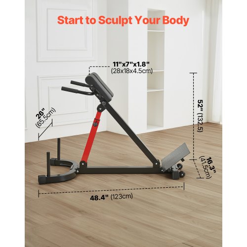 Roman Chair Hyperextension Bench 350 lbs Adjustable Extension Machine