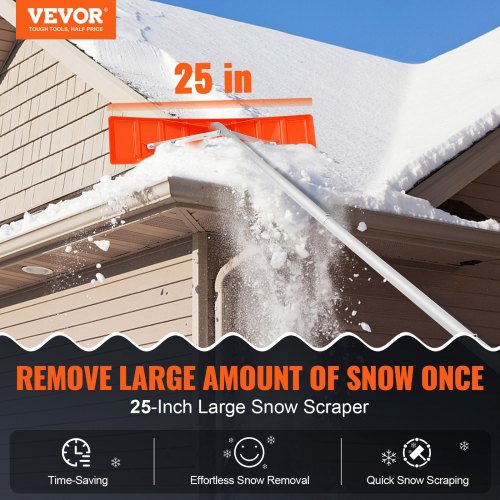Snow Roof Rake 25 Plastic Blade Snow Removal Tool 21ft Reach Aluminium