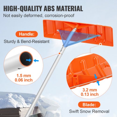 Snow Roof Rake 25 Plastic Blade Snow Removal Tool 21ft Reach Aluminium