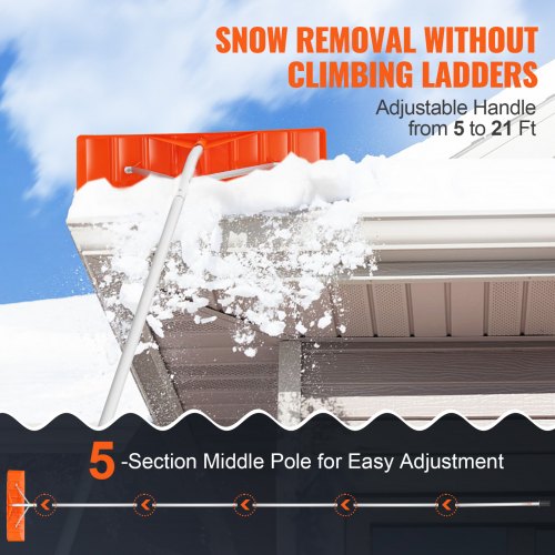 Snow Roof Rake 25 Plastic Blade Snow Removal Tool 21ft Reach Aluminium