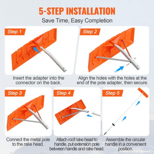 Snow Roof Rake 25 Plastic Blade Snow Removal Tool 21ft Reach Aluminium