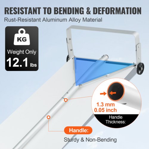 Snow Roof Rake 30ft Reach Aluminium Roof Shovel with Slide Cloth Premium