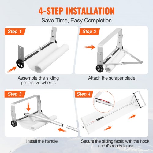 Snow Roof Rake 30ft Reach Aluminium Roof Shovel with Slide Cloth Premium