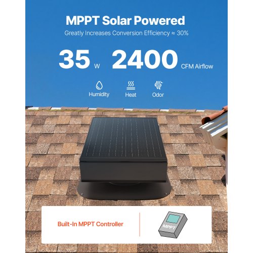Roof Attic Exhaust Fan 35W Smart Solar Roof Ventilation Fan Auto