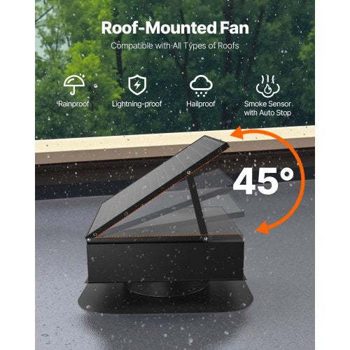 Roof Attic Exhaust Fan 35W Smart Solar Roof Ventilation Fan Auto