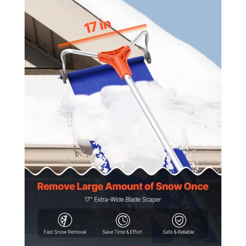 Snow Roof Rake 17 in Aluminum Blade 41172 ft Adjustable Roof Snow