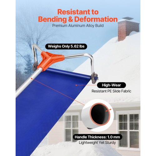 Snow Roof Rake 17 in Aluminum Blade 41172 ft Adjustable Roof Snow