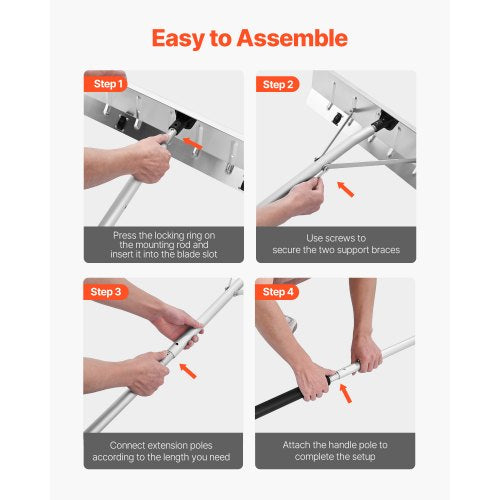 Snow Roof Rake 26 in Aluminum Blade 7520 ft Adjustable Roof Snow Scraper