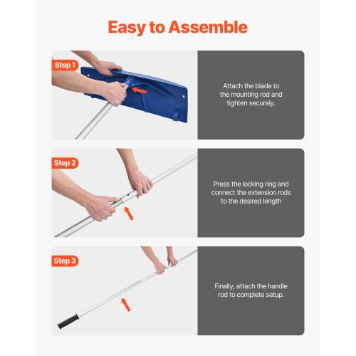 Snow Roof Rake 24 in PP Plastic Blade 38182 ft Adjustable Roof Snow