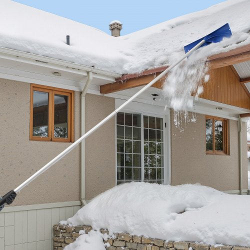 Snow Roof Rake 24 in PP Plastic Blade 38182 ft Adjustable Roof Snow