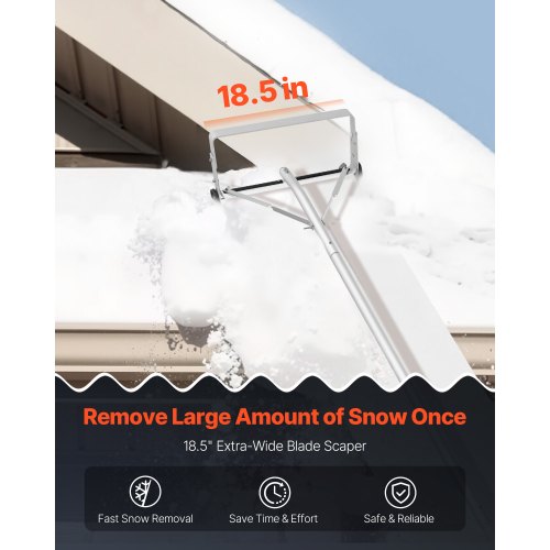 Snow Roof Rake 18.5 in Aluminum Blade 5230 ft Adjustable Roof Snow