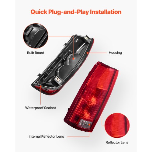 Tail Light Assembly Compatible with 19881999 ChevyGMC CK 1500 2500 3500
