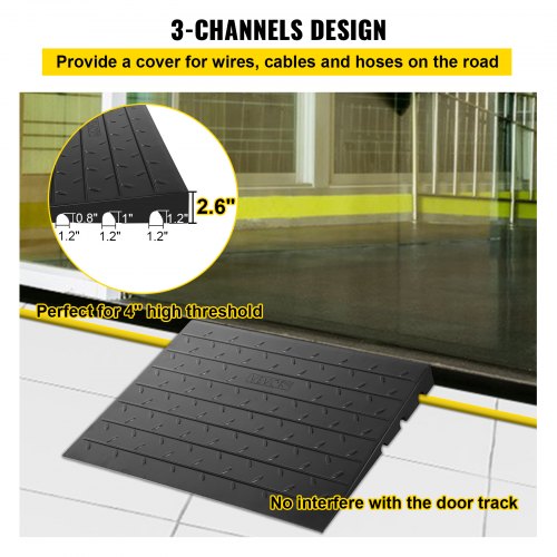 Rubber Threshold Ramp 26 Rise Threshold Ramp Doorway 3 Channels Cord
