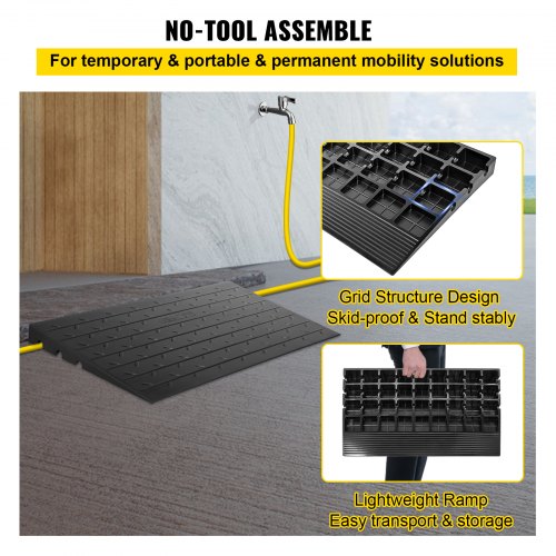 Rubber Threshold Ramp 26 Rise Threshold Ramp Doorway 3 Channels Cord