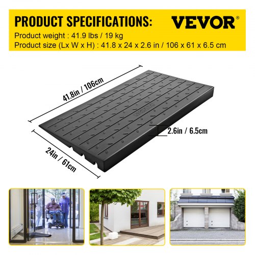 Rubber Threshold Ramp 26 Rise Threshold Ramp Doorway 3 Channels Cord