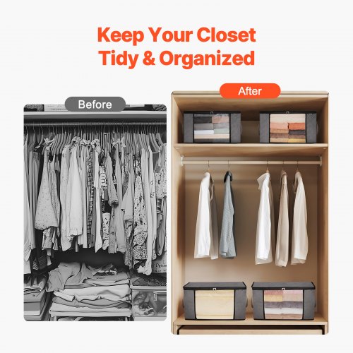 60L Large Storage Bags 6 Pack Clothes Storage Bin Foldable Closet