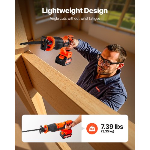 Cordless Reciprocating Saw 20 V 3000 SPM Variable Speed 1 inch Stroke