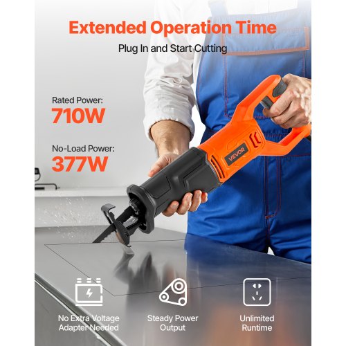 Corded Reciprocating Saw 120 Volt 6 Amp 3000 SPM Variable Speed 34 inch