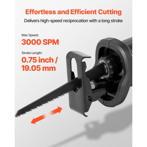 Corded Reciprocating Saw 120 Volt 6 Amp 3000 SPM Variable Speed 34 inch