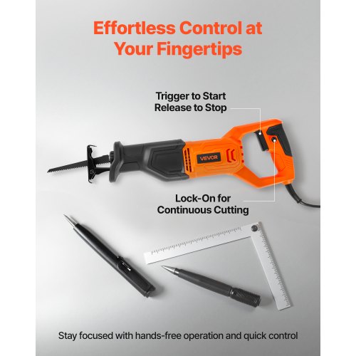 Corded Reciprocating Saw 120 Volt 6 Amp 3000 SPM Variable Speed 34 inch