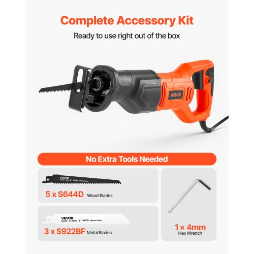 Corded Reciprocating Saw 120 Volt 6 Amp 3000 SPM Variable Speed 34 inch