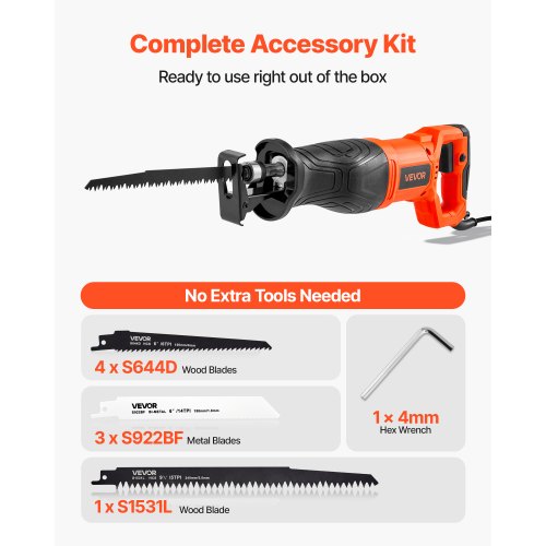 Corded Reciprocating Saw 120 Volt 7.5 Amp 2800 SPM Variable Speed 118