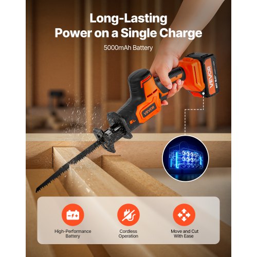Cordless Reciprocating Saw 20 V 3000 SPM Variable Speed 1 inch Stroke 1