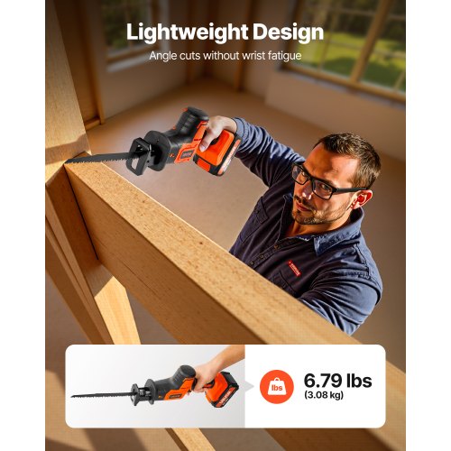 Cordless Reciprocating Saw 20 V 3000 SPM Variable Speed 1 inch Stroke 1