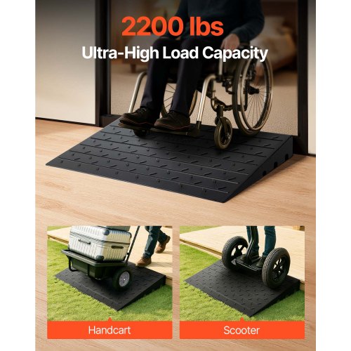 Rubber Threshold Ramp 4 Rise Threshold Ramp Doorway 3 Channels Cord