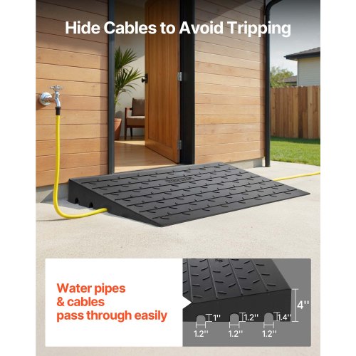 Rubber Threshold Ramp 4 Rise Threshold Ramp Doorway 3 Channels Cord