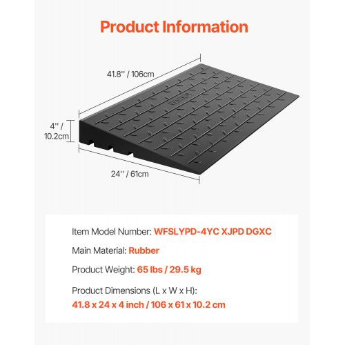 Rubber Threshold Ramp 4 Rise Threshold Ramp Doorway 3 Channels Cord