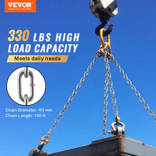 Proof Coil Chain 18 x 100 330 lbs Safe Working Load Zinc Plated Proof