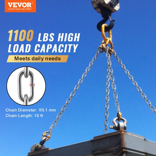 Proof Coil Chain 316 x 10 1100 lbs Safe Working Load Zinc Plated Proof