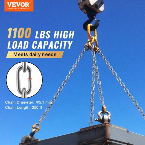 Proof Coil Chain 316 x 250 1100 lbs Safe Working Load Zinc Plated