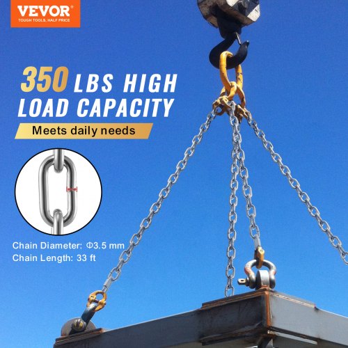 Proof Coil Chain 18 x 33 350 lbs Safe Working Load Zinc Plated Proof