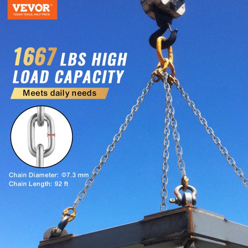 Zinc Plated Proof Coil Chain Carbon Steel Chain Sling 516 x 92 1667 lbs