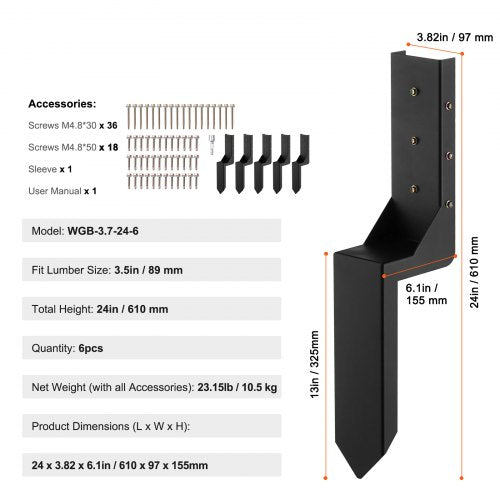 Fence Post Anchor Repair Kit 6 Pack Inner Diameter 35 x35 Inches Heavy