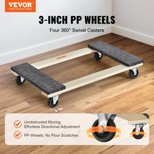 Furniture Dolly 1000 lbs Load Capacity 18 x 30 4 x 3 PP Swivel