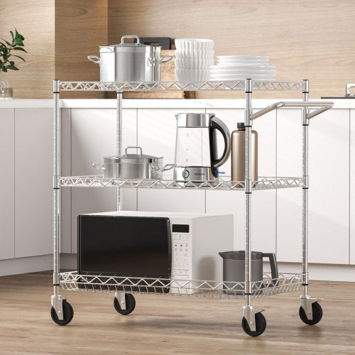 Kitchen Utility Cart 3 Tiers Wire Rolling Cart with 661LBS Capacity Steel