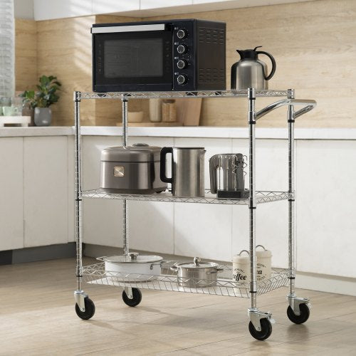 Kitchen Utility Cart 3 Tiers Wire Rolling Cart with 661LBS Capacity Steel