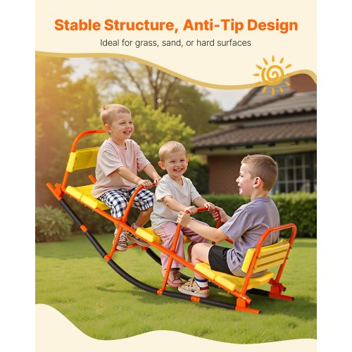 Kids Seesaw 200 lbs Load Capacity Metal Rocking Teeter Totter with Handles