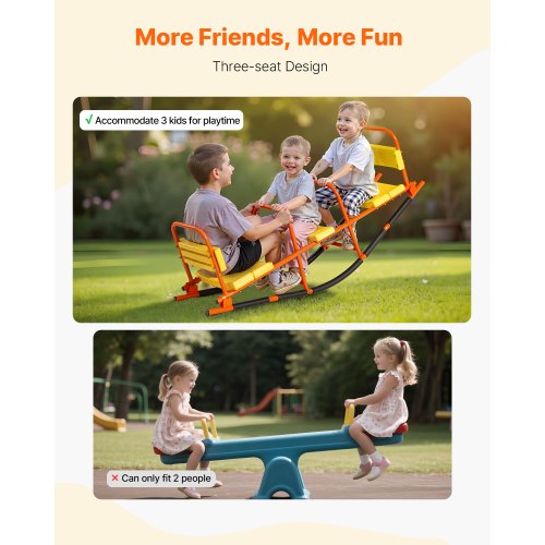 Kids Seesaw 200 lbs Load Capacity Metal Rocking Teeter Totter with Handles