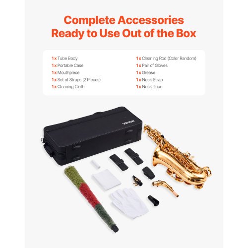 Alto Saxophone E Flat Brass Saxophone Beginner Kit with Carrying Case